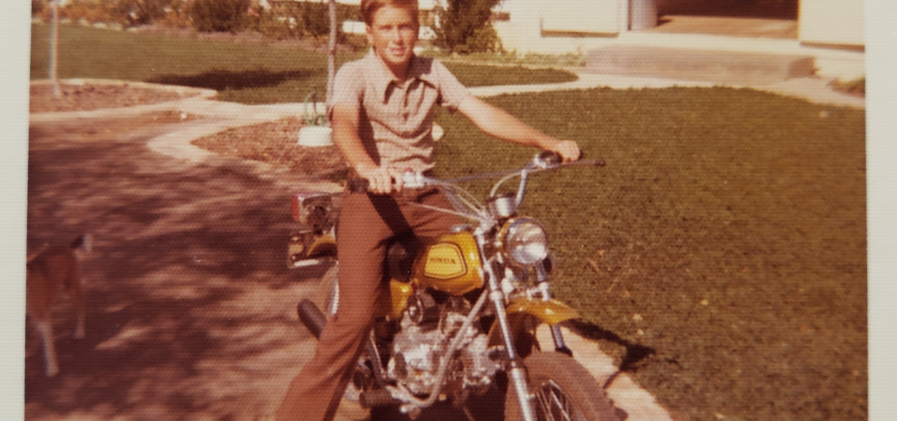 David on his 1972 Honda SL 70